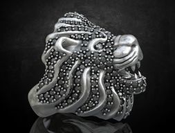 Большое кольцо Лев с камнями 320 3D модель