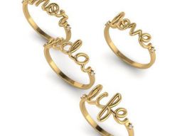 Золотое помолвочное кольцо Love Life Script 3D модель