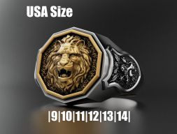 Мужское кольцо лев 3D модель
