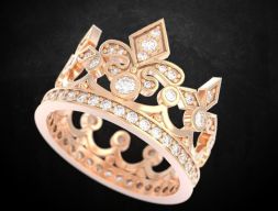 Кольцо корона с бриллиантами 147 3D модель