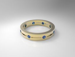 Твердое кольцо с драгоценными камнями и пространствами 3D модель