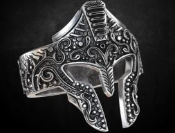 Кольцо с шлемом греческого рыцаря много размеров 177 Модель для 3D печати