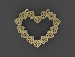 Кулон Сердце с камнями STL 3D модель