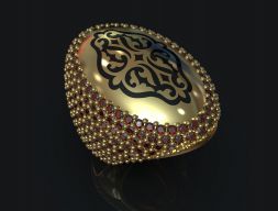 Кольцо с бриллиантами и холодным эмейлом 3D модель