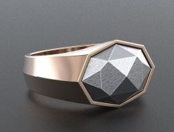 Кольцо с метеоритным камнем для мужчин 345 3D модель