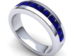 Серебряное помолвочное кольцо с сапфирами 1 3D модель