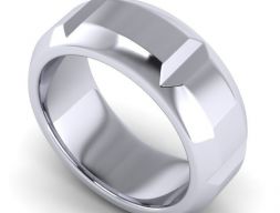 Серебряное цветное помолвочное кольцо в простом стиле 3 3D модель