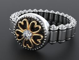 Стильное кольцо с бриллиантом из белого золота 336 3D модель