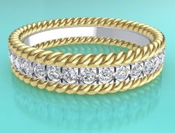Помолвочное кольцо Tiffany с двумя веревками 22 мм со средними бриллиантами 3D модель