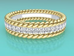 Помолвочное кольцо Tiffany с двумя веревками 19 мм с мелкими бриллиантами 3D модель
