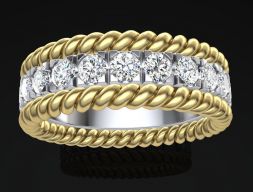 Помолвочное кольцо Tiffany с двумя веревками 17 мм с крупными бриллиантами 3D модель