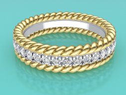 Помолвочное кольцо Tiffany с двумя веревками 17 мм с мелкими бриллиантами 3D модель p 3D печать