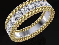 Помолвочное кольцо Tiffany с двумя веревками 19 мм с крупными бриллиантами 3D модель
