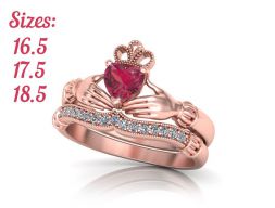 Свадебный набор Claddagh Помолвочное кольцо с драгоценным камнем в виде сердца 3 размера Модель для 3D-печати