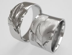 Помолвочные кольца Wide Feather - оригинальная модель для 3D печати