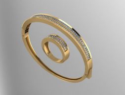 Наборы браслетов и колец с багетными камнями 3D модель