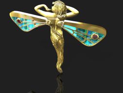 Винтажная эмалированная брошь и кулон 3D модель