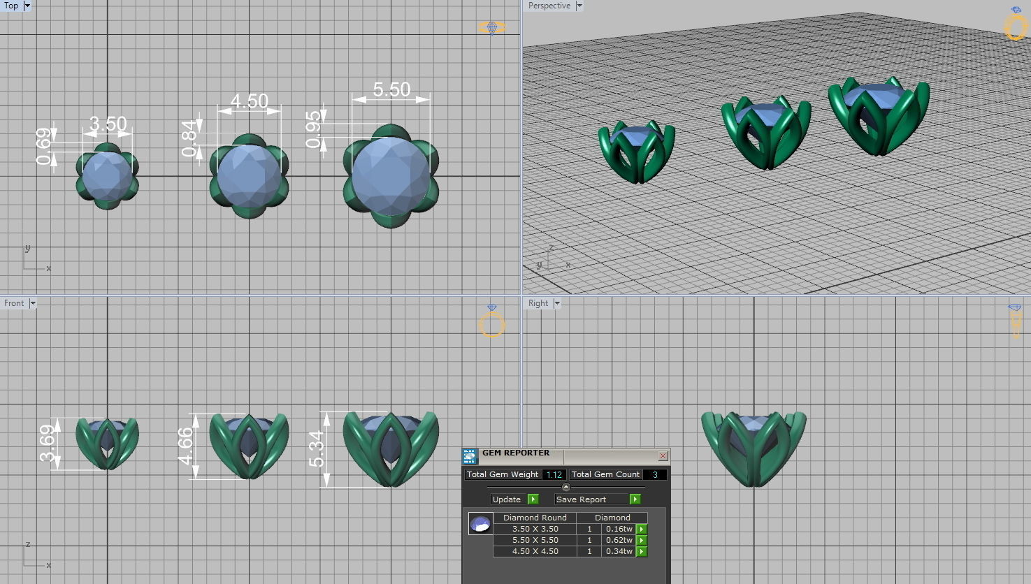 Набор головок Lotus design для модели 3D-печати 6 STONE TYPE
