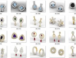 Коллекция-Серьги Объемные-0009-3dm с камнями-609 Файлы 3D модель