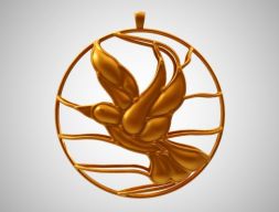Ожерелье с птицей в клетке 3D модель