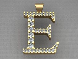 Буква E Алмазное Золотое Ожерелье 3D модель