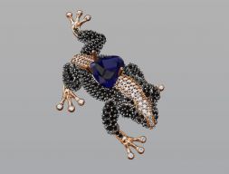 Jewel Frog Sculpture Diamond Sapphire Изумрудные камни круглой огранки 3D модель
