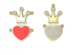 Заготовка для колье и серьги браслета корона и сердце 3D модель