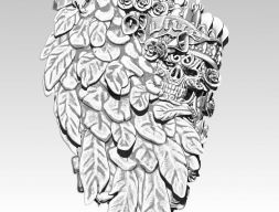 Подробная модель подвески Ride to Live с King Skull Crown Wings Angels 3D модель