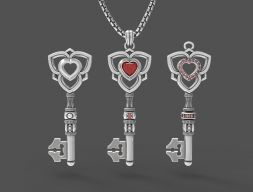 Затейливая миниатюрная подвеска-ключ с сердечком 3D модель