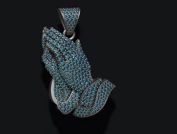 Кулон &quot;Руки молящегося&quot; с барельефом из драгоценных камней 3D модель