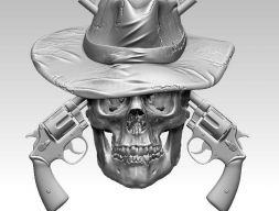 Реалистичные пистолеты Револьверы Мужской череп 3D модель