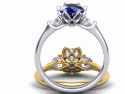 Помолвочное кольцо 3 Stone Flowers Shine коллекция 232 3D модель