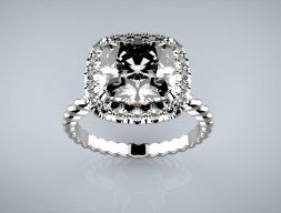 Помолвочное кольцо 19 мм Cushion Cut 9 мм твист 3D модель