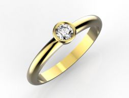 Помолвочное кольцо 3 и 5 мм с бриллиантом 3D модель