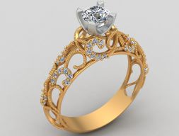 Помолвочное золотое кольцо One Stone Diamond Solitaire 3D модель