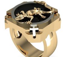 перстень с печаткой для мужчин с моделью 3D печати ящерицы