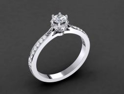 Помолвочное кольцо с круглыми бриллиантами 0012 3D модель