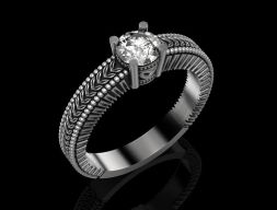 Помолвочное кольцо с камнем 3D модель печати