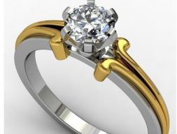 Помолвочное кольцо с бриллиантом 5 мм 3D модель