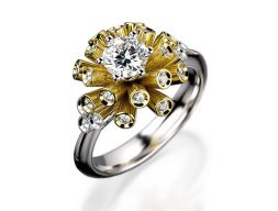 Помолвочное кольцо с круглым драгоценным камнем 007 3D модель