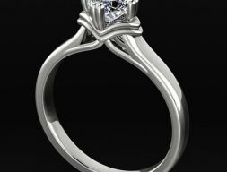Помолвочное кольцо с бриллиантом в полкарата 3D модель