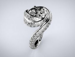 Модель 3D-печати спирали помолвочного кольца Swirl Ring