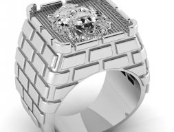 Мужской дизайн замка с перстнем-печаткой с головой льва 3D-модель