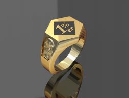 Кольцо мотоциклиста с двумя черепами 3D модель