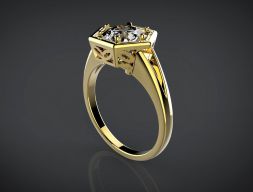 Шестигранное помолвочное кольцо с одной круглой огранкой 8 мм 3D-модель