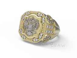 Кольцо Орел Русское мужское с бриллиантом 3D модель