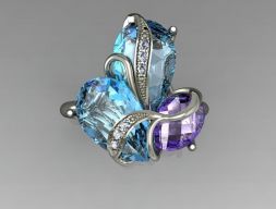 Кольцо с драгоценными камнями 3D модель