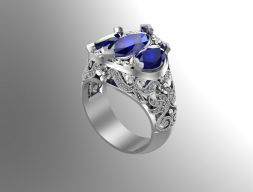 Кольца Marquise с тремя камнями NN067 3D модель