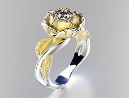 Модное кольцо с пионом 0004 3D модель
