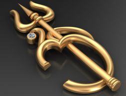 Trident Diamond Gold Brooche King 3D модель